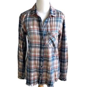 🧣Anthropologie Cloth & Stone frayed flannel